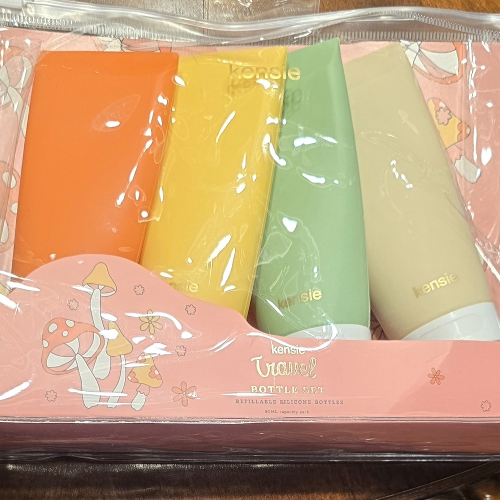 NWR Kensie Silicone Travel Bottle Set - Green,Orange, Yellow, Cream